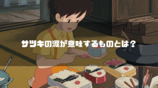 映画「となりのトトロ」の登場人物・サツキを背景に「サツキの涙が意味するものとは?」というタイトル文字を重ねたアイキャッチ