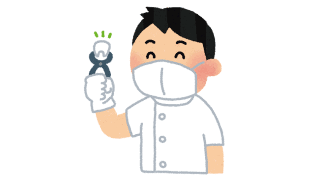 葉を抜いた歯科医師の絵