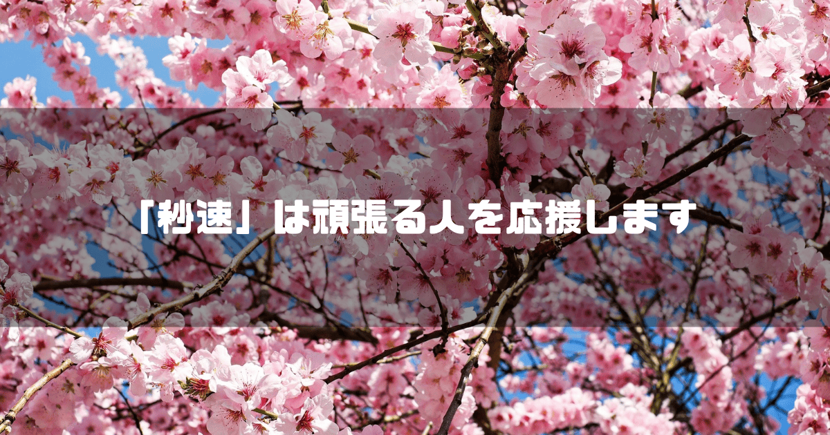 桜を背景に「『秒速』は頑張る人を応援します」というタイトル文字を重ねたアイキャッチ