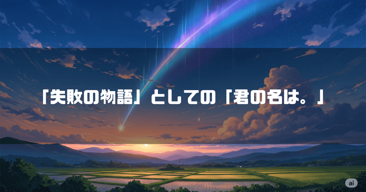 彗星が流れる空を背景に「『失敗の物語』としての『君の名は。』」というタイトルテキストを重ねたアイキャッチ