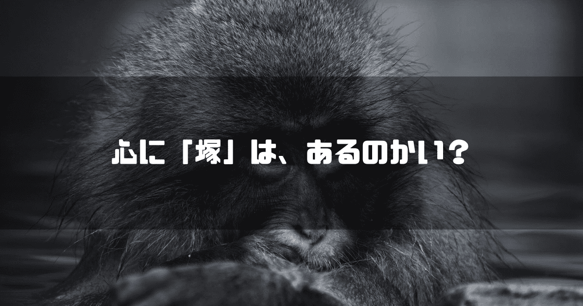 猿を背景に「心に『塚』は、あるのかい?」というキャッチコピーを重ねた見出し