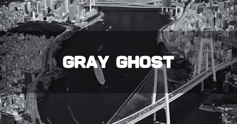 レインボーブリッジ空撮の白黒画像を背景に「GRAY GHOST」というタイトルテキストを重ねたアイキャッチ