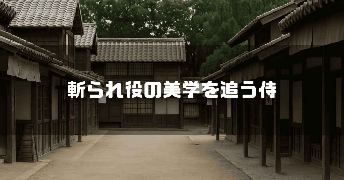 江戸のセットを背景に「斬られ役の美学を追う侍」というキャッチコピーを重ねた見出し