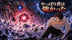 【FF4】やっぱりゼロムスを初戦で倒せなかった-ピクセルリマスター編- 『FF4 ピクセルリマスター』でゼロムスのビッグバーンに押される一行と、衝撃から身をかばうシフル。「やっぱり君は強かった」の文字