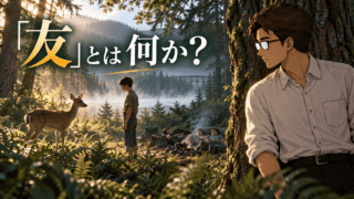 映画「スタンド・バイ・ミー」の森で鹿と向き合う少年と、眠る仲間たちを見守るシフル。「友」とは何か?のコピー