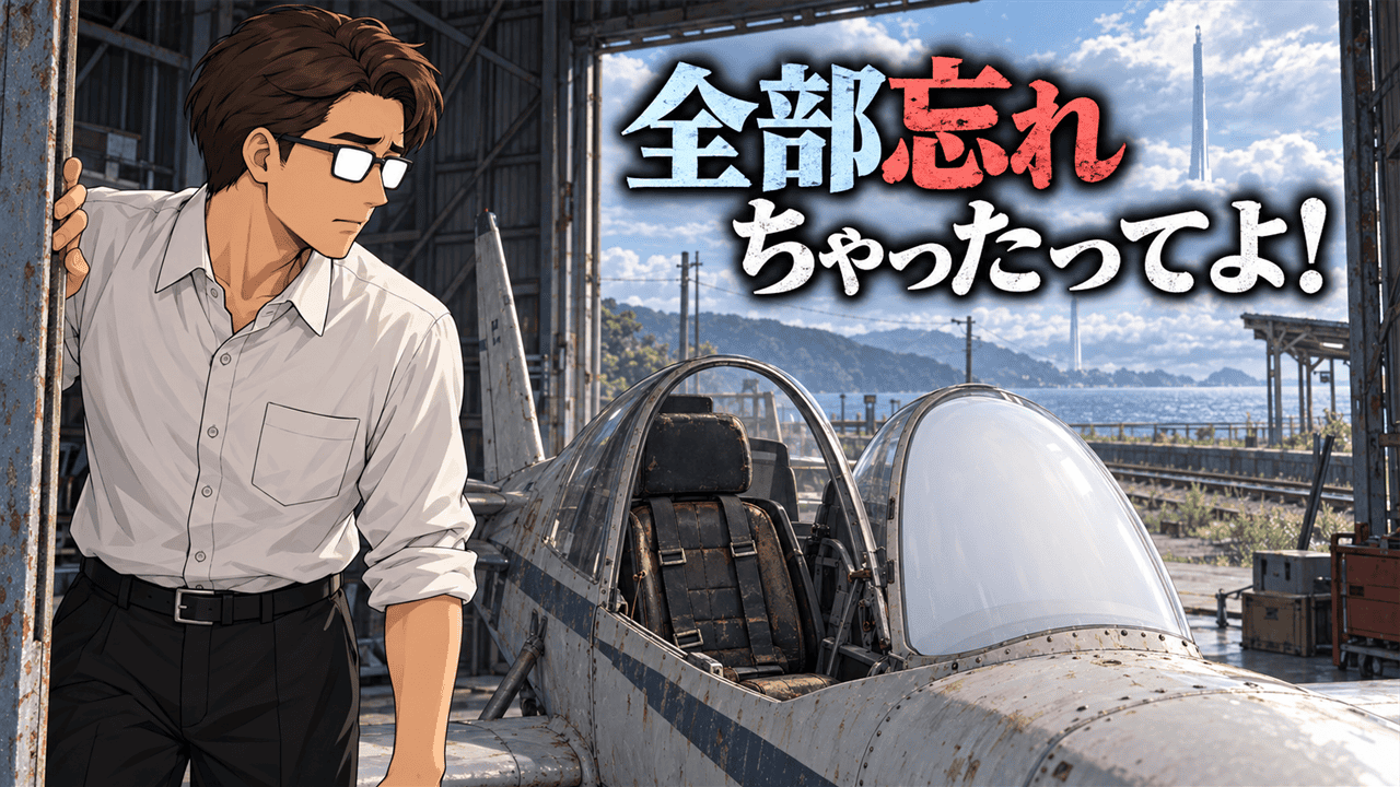 『雲のむこう、約束の場所』で佐由理が二人の記憶を失う喪失を表す、廃駅の格納庫で空白になった二座機の助手席を見つめるシフル、「全部忘れちゃったってよ!」のコピー