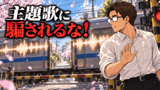 『秒速5センチメートル』の結末を考察する、主題歌の音の波をまとった通過電車の向こうに春の道を見つめるシフル、「主題歌に騙されるな!」のコピー